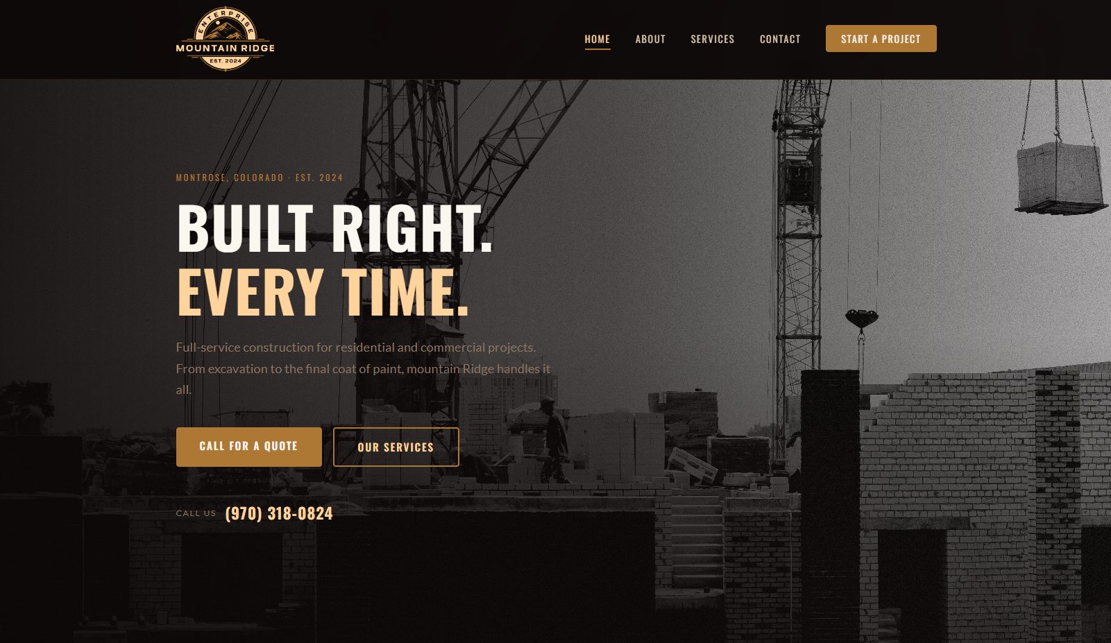Mountain Ridge Construction website preview